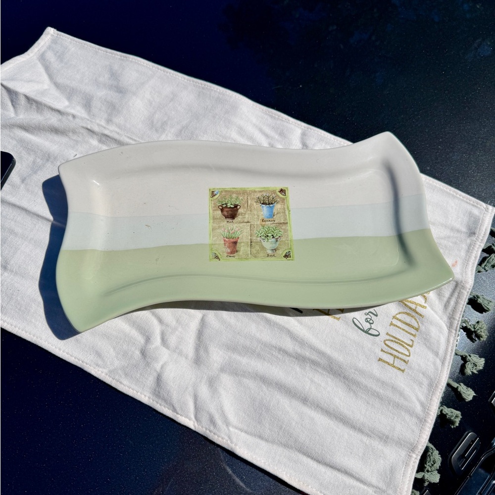 Imperial Elegant Green and White Ceramic Tray